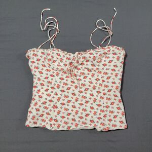 ZARA Women's Small Floral Print Adjustable Spaghetti Tie Straps Blouse Tank Top